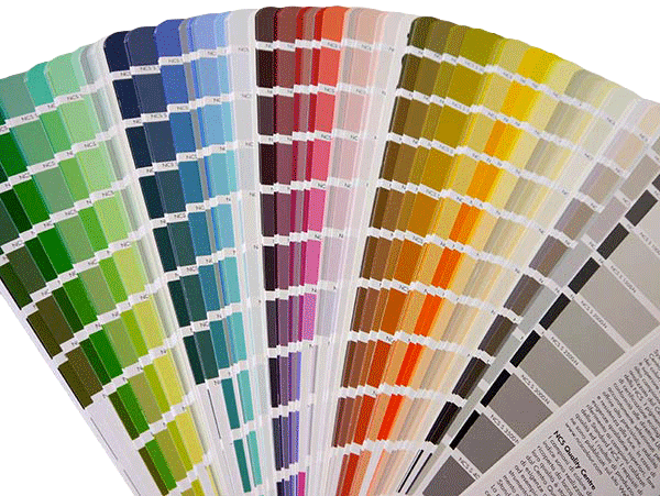 Farbfächer geöffnet mit Übersicht der Farben